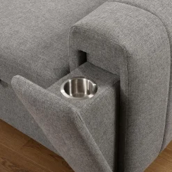 Sectional Bed with Right-Side Chaise, Adjustable Headrests, and Storage Grey Sale