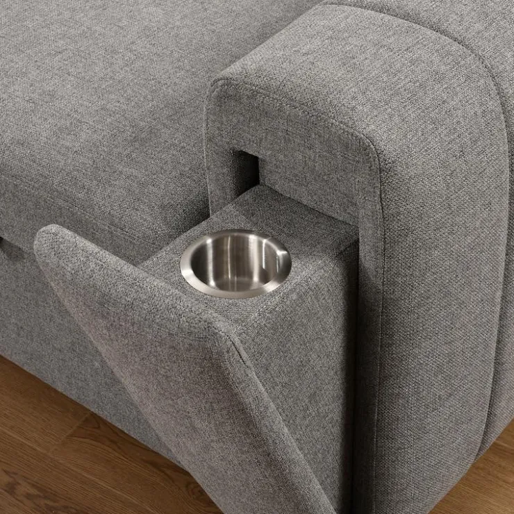 Sectional Bed with Right-Side Chaise, Adjustable Headrests, and Storage Grey Sale