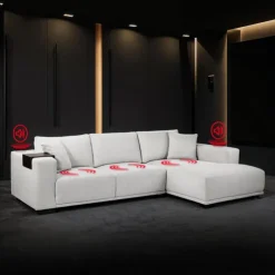 Sectional with Chaise and Built-In Audio Sound System White Best