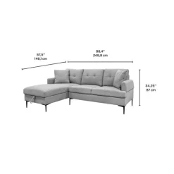 Sectional with Left-Side Chaise and Storage Grey New