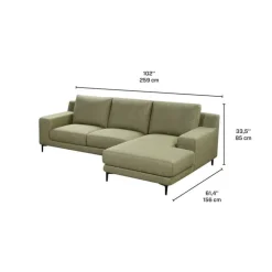 Sectional with Right-Side Chaise and Ottoman - GREEN Hot