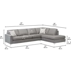 Sofa By Fancy Sectional with Right-Side Chaise Grey Outlet