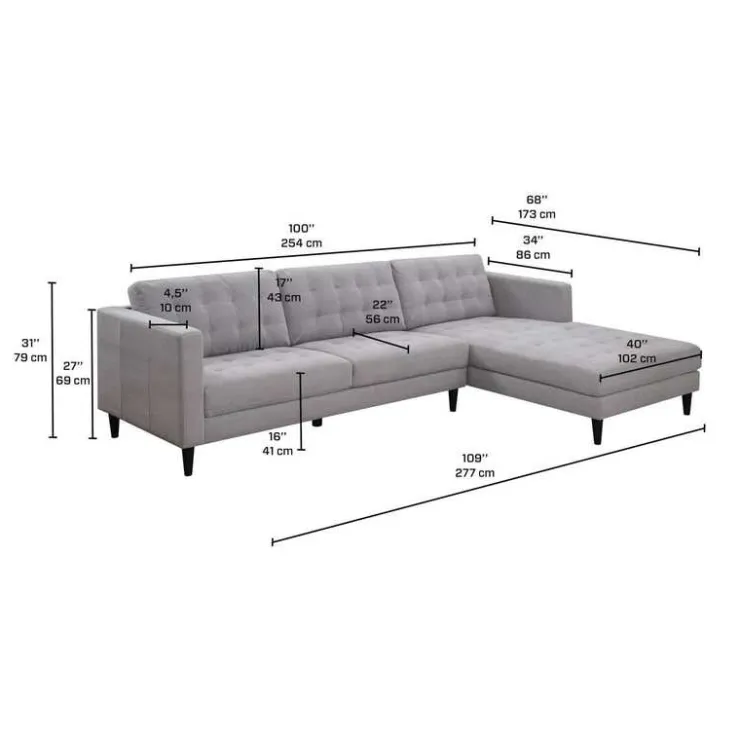 Sectional with Right-Side Chaise - Grey Discount