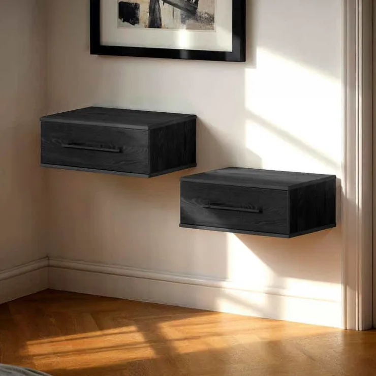 Meubles South Shore Set of 2 Floating Nightstands - South Shore Black Oak Online