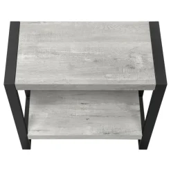 Monarch Side table - 2 tiers / 1 shelf / rectangular - 24"h - reclaimed wood-loo - Grey New