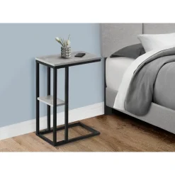 Monarch Side table / c table - 1 storage shelf / rectangular - 25"h - /black meta - Grey Clearance