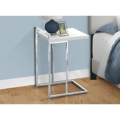 Monarch Side table / c table - thick-panel top / wide / rectangular - 25"h - glossy w - White