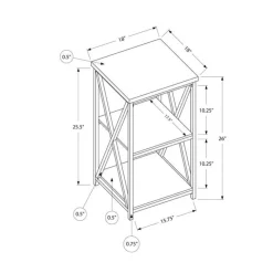 Monarch Side table / nightstand - 3 tiers / 2 shelves / square - 26