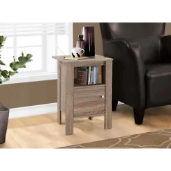 Monarch Side table / nightstand - open shelf / storage cabinet / rectangular / square - Dark Taupe Best