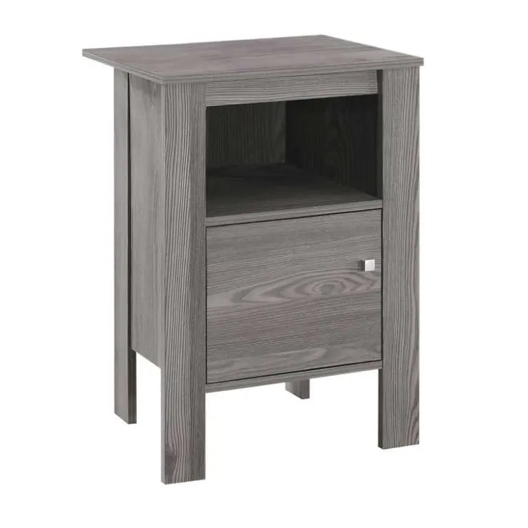 Monarch Side table / nightstand - open shelf / storage cabinet / rectangular / square - Grey