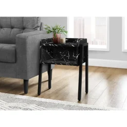 Monarch Side table / nightstand - tray top / 1 storage cubby / rectangular - 23"h - b - Black New
