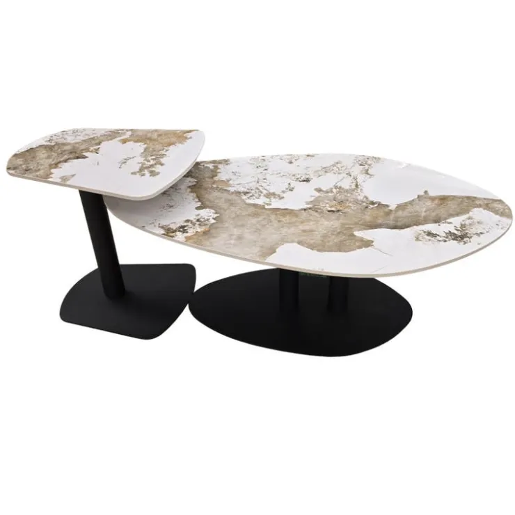 Sintered Stone Nesting Table Set Grey/Black Outlet