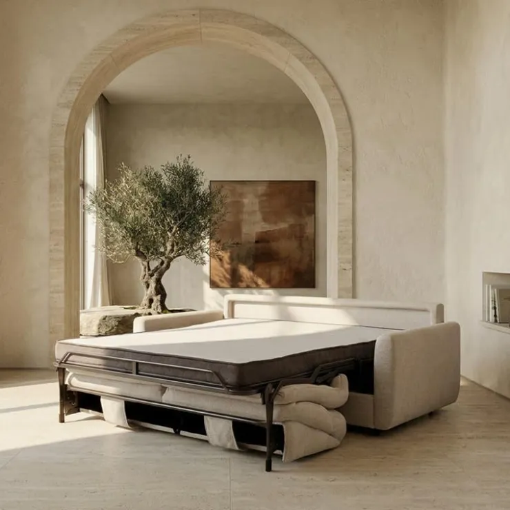 Sleeper Sofa with Steel Frame Cream Outlet