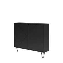 Nexera Slim 2-Door Storage Cabinet, - Black New