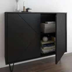 Nexera Slim 2-Door Storage Cabinet, - Black New
