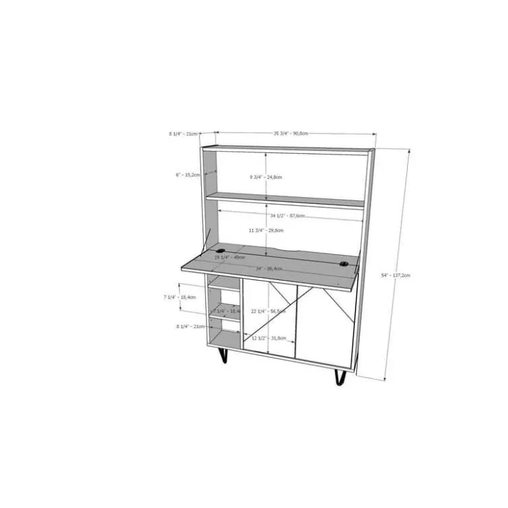 Nexera Slim Secretary Desk, Nutmeg And Charcoal Grey - Brown and Grey Discount