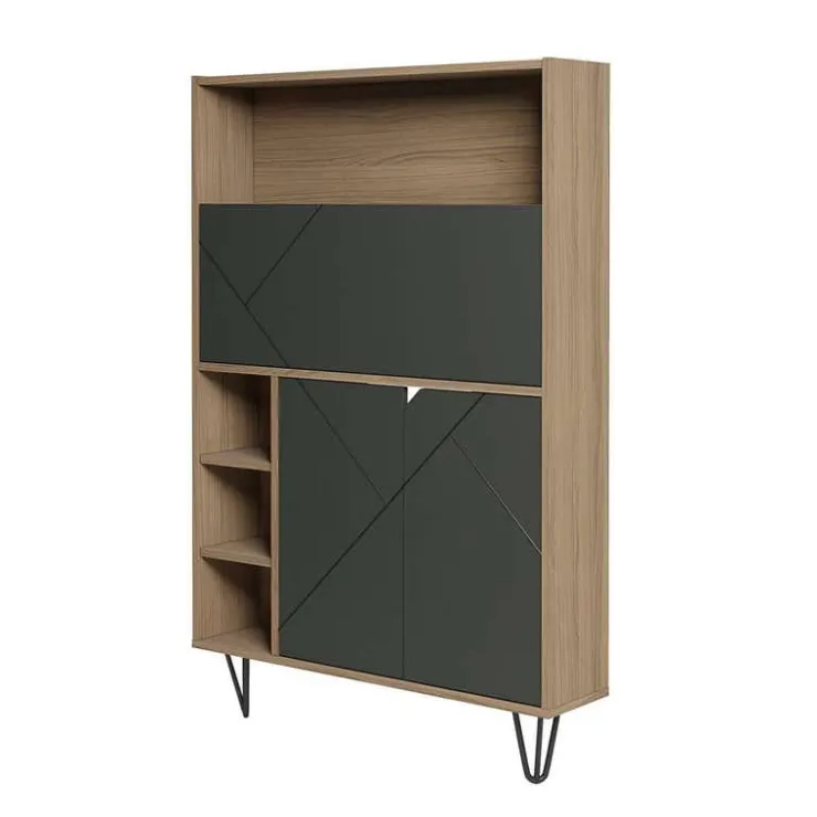 Nexera Slim Secretary Desk, Nutmeg And Charcoal Grey - Brown and Grey Discount