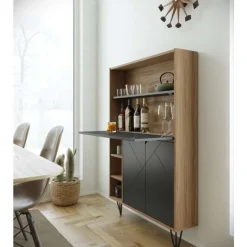 Nexera Slim Secretary Desk, Nutmeg And Charcoal Grey - Brown and Grey Discount
