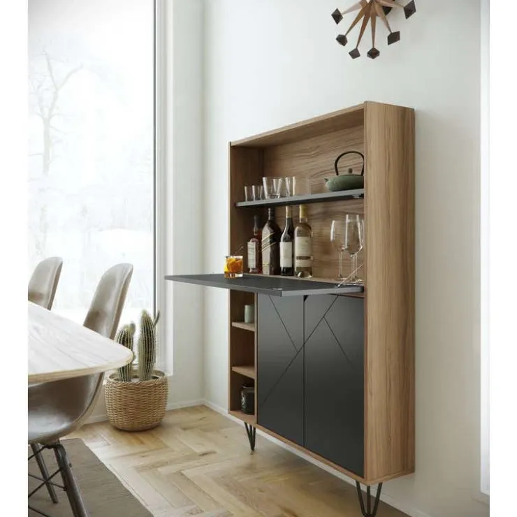 Nexera Slim Secretary Desk, Nutmeg And Charcoal Grey - Brown and Grey Discount