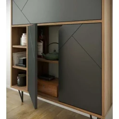 Nexera Slim Secretary Desk, Nutmeg And Charcoal Grey - Brown and Grey Discount