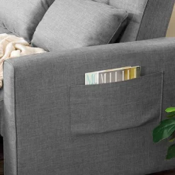 Sofa Bed with Side Storage Pockets Grey Online