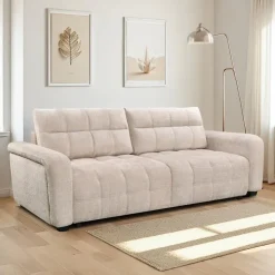Sofa Bed with Under-Seat Storage - Beige Outlet