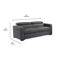 Sofa Bed with USB Port and Adjustable Headrests Grey Sale
