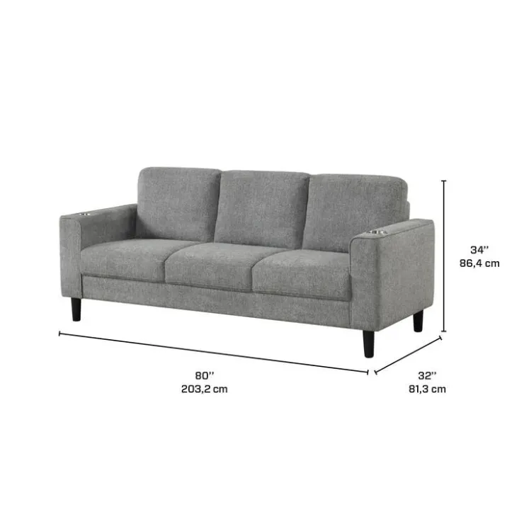 Sofa with Cup Holders Grey Online