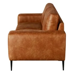 Sofa with Deep Seats and Square Armrests Brown