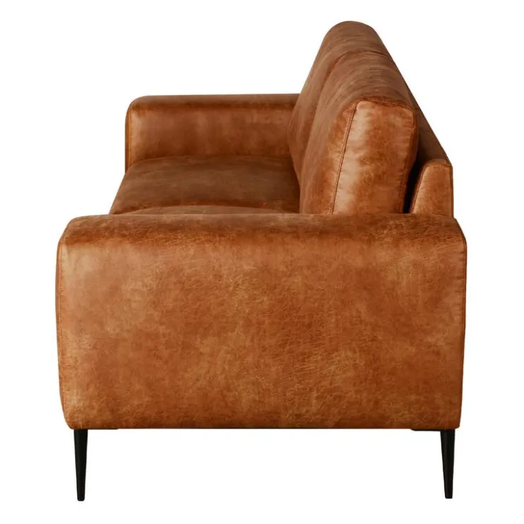 Sofa with Deep Seats and Square Armrests Brown