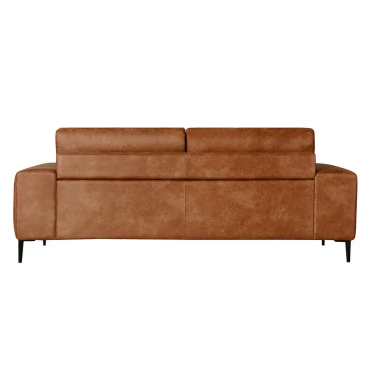 Sofa with Deep Seats and Square Armrests Brown