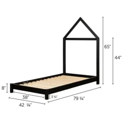 Meubles South Shore Solid Wood Bed With House Frame Headboard 39'' - South Shore Matte Black Clearance