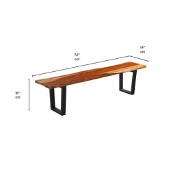 Solid Wood Bench Natural sheesham and black metal Clearance
