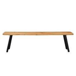 Solid Wood Bench Acacia natural and black metal Hot