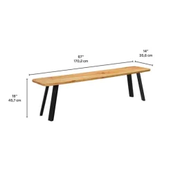 Solid Wood Bench Acacia natural and black metal Hot