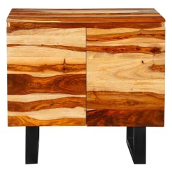 Solid Wood Buffet Natural sheesham and black metal New