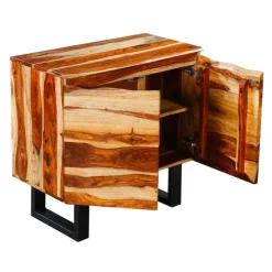Solid Wood Buffet Natural sheesham and black metal New