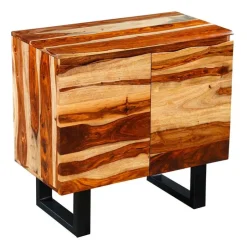 Solid Wood Buffet Natural sheesham and black metal New