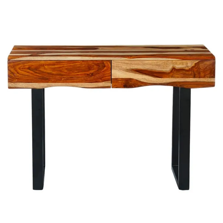 Solid Wood Console Table Natural sheesham and black metal Discount