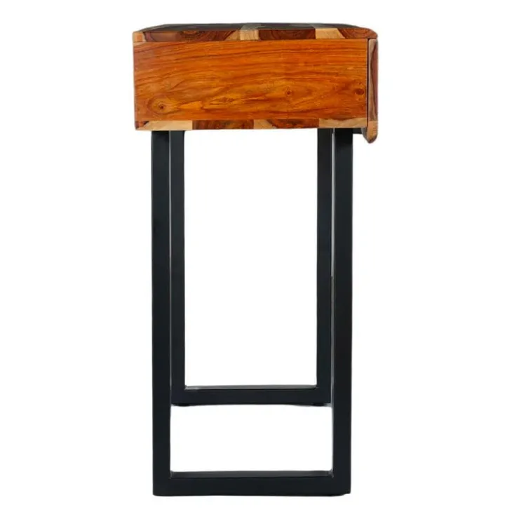 Solid Wood Console Table Natural sheesham and black metal Discount
