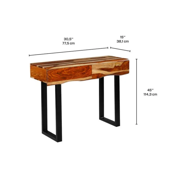 Solid Wood Console Table Natural sheesham and black metal Discount
