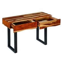 Solid Wood Console Table Natural sheesham and black metal Discount