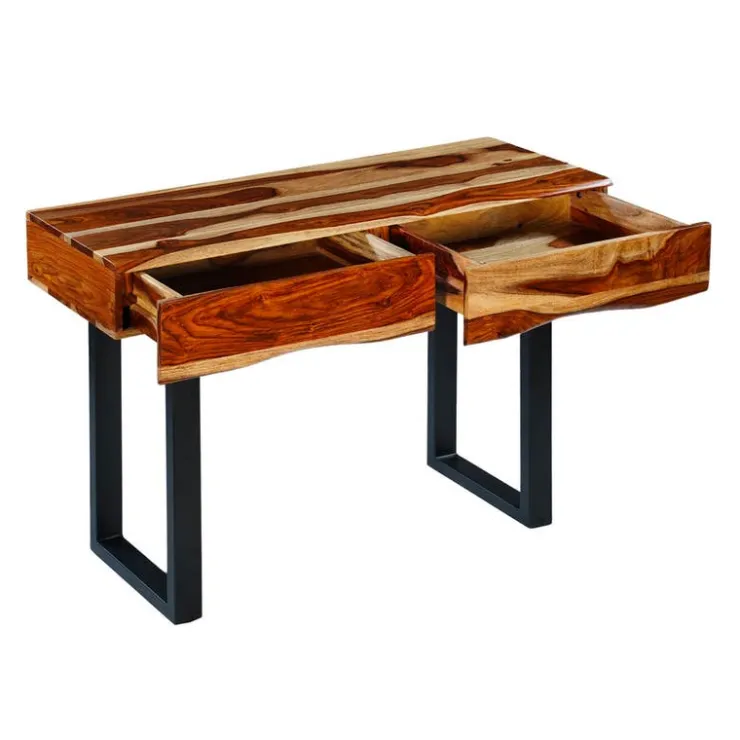 Solid Wood Console Table Natural sheesham and black metal Discount