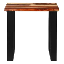 Solid Wood Side Table Natural sheesham and black metal