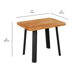 Solid Wood Side Table Acacia natural and black metal Online