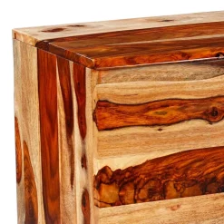 Solid Wood TV Stand - 58" Natural sheesham and black metal New