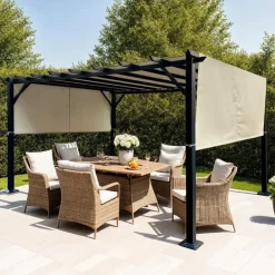 Steel Pergola 10' x 13' - Beige Beige / Black Discount