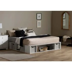 Meubles South Shore Storage Platform Bed With Baskets (78") - South Shore White Outlet