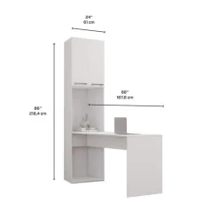 Storage Unit with Desk - White Discount