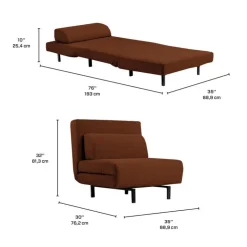 Swivel Armchair Bed - Rust Orange Sale